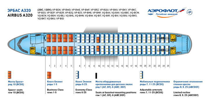 Схема посадочных мест в самолете аэробус 320